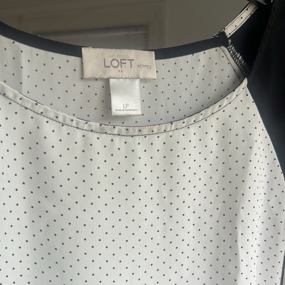 LOFT sheer polka dot short sleeve blouse SZ LP - Picture 5 of 7